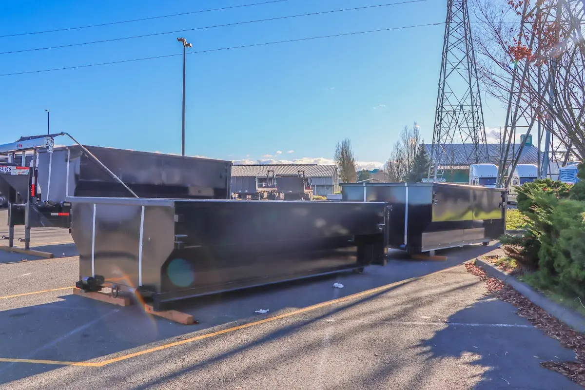 Roll-off dumpster ready for waste disposal at job site for 2 Yard Dumpster Rental in Channahon